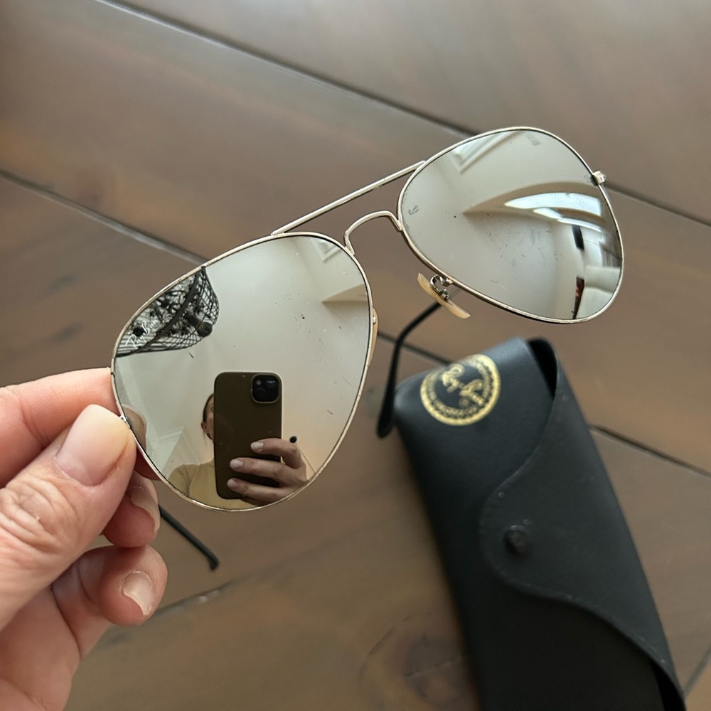 Unisex Ray-Ban Silver Frame  Mirror Aviator RB3026 Sunglasses 62mm